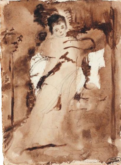 ANDRÉ DERAIN (1880-1954) La vie, 1930 Lavis et crayon sur papier. Cachet de l'atelier...