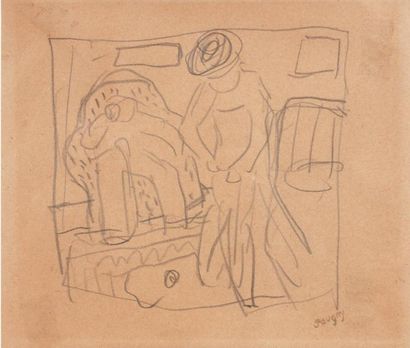 JEAN POUGNY (1894-1956) Etude Crayon sur papier. Cachet de signature en bas à droite....