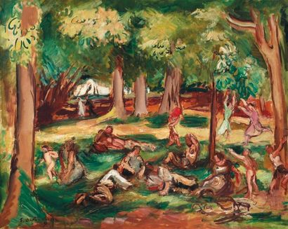 EMILE OTHON FRIESZ (1879-1949) Déjeuner sur l'herbe, 1937 Huile sur toile. Signée...