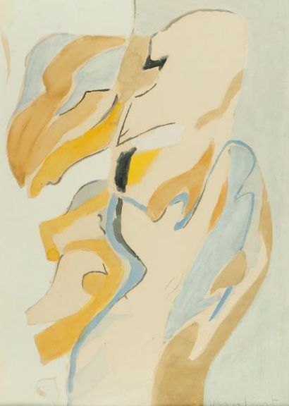 LOUIS VAN LINT (1909-1986) Composition abstraite Gouache sur papier. Signée en bas...