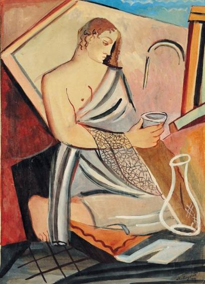 MARIA LAGORIO (1893-1979) Personnage, 1927 Peinture sur cire. Signée et datée en...