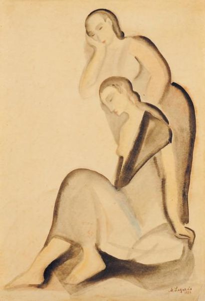 MARIA LAGORIO (1893-1979) Femme, 1926 Aquarelle sur papier. Signée et datée en bas...