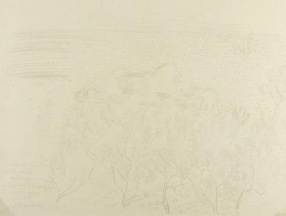 RAOUL DUFY (1877-1953) Paysage de Méditerranée Crayon sur papier. Cachet d'atelier...