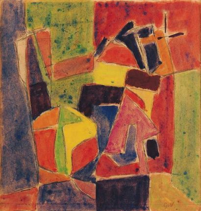 GEER VAN VELDE (1898-1977) Composition, ca 1959-1960 Crayon, gouache et aquarelle...