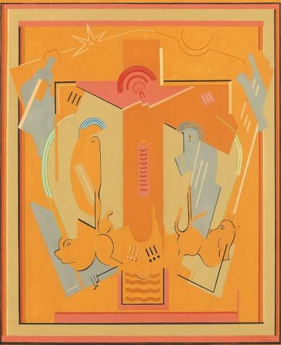 ALBERT GLEIZES (1881-1953) Crucifixion, 1928 Pochoir sur papier. Signé et daté en...