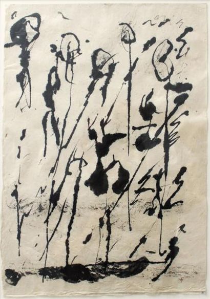 HENRI MICHAUX (1899-1984) Sans titre, 1959 Encre de Chine sur papier. Signée en bas...