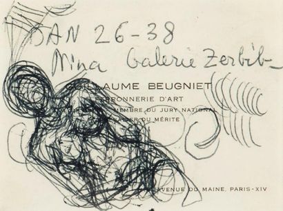 ALBERTO GIACOMETTI (1901-1966) Femme nue, 1938 Stylo bille sur carte de visite. Datée...