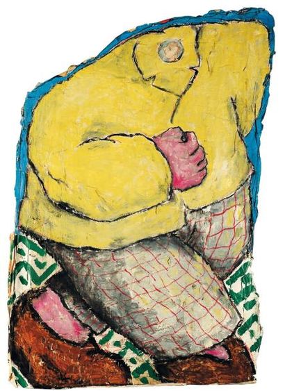 JEAN CHARLES BLAIS (NÉ EN 1956) Standard jaune, 1982 Peinture et dessin sur arrachage...
