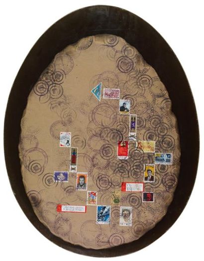 RUTH FRANCKEN (1924-2007) Humpty-Gray, 1969 Série: Objekte Collage de timbres et...