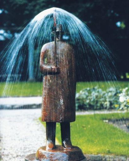 JEAN-MICHEL FOLON (1934-2005) La petite pluie, 1999 Bronze à patine verte. Signé...