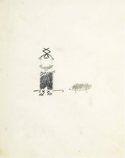 PINO PASCALI (1935-1968) Farfalle, 1964 Pastel gras, encre et crayon sur papier....