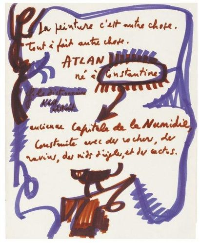JEAN MICHEL ATLAN (1913-1960) Projet de couverture Feutre sur papier. H_31,3 cm L_24,5...
