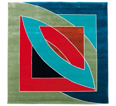 FRANK STELLA (NÉ EN 1936) Composition géométrique, circa 1968-69 Tapis en laine fait...