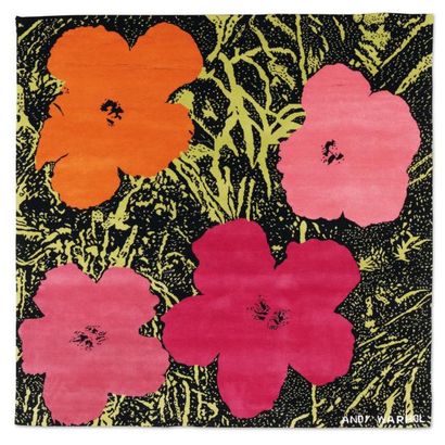 ANDY WARHOL (1928-1987) Flowers, circa 1968-69 Tapis en laine fait main. Signée en...