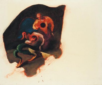 GERARD GAROUSTE (NÉ EN 1946) Ebauche, 1980 Huile sur toile. Signée au milieu. Contresignée...