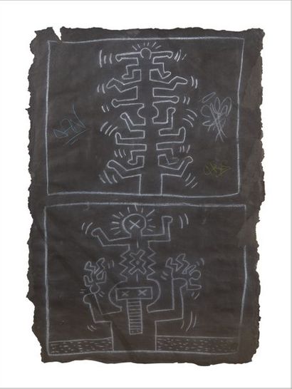 Keith Haring (1958-1990) 
Subway drawing
Dessin à la craie sur papier noir.
Chalk...