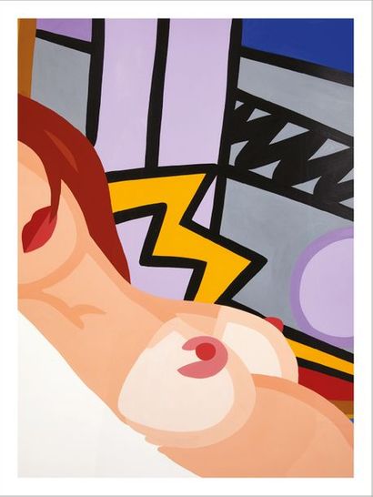 Tom Wesselmann (1931-2004) 
Lying Nude with Lichtenstein, 1993
Liquitex sur papier.
Signé...