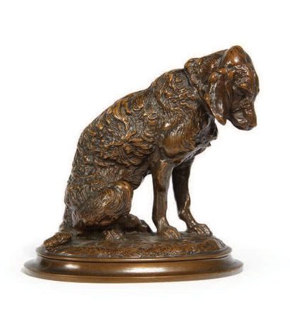EMMANUEL FREMIET (1894-1910) Chien Terrier assis
Bronze à patine brun clair.
Signé...