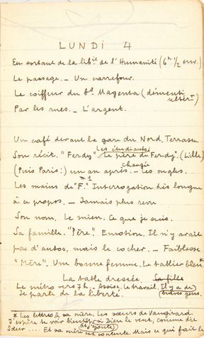 André BRETON. Carnet de notes pour Nadja. Sans lieu [Paris], octobre 1926.
Carnet...