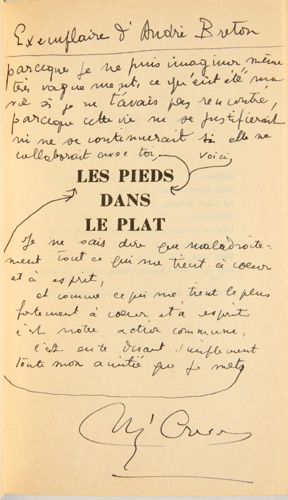 René CREVEL. Les Pieds dans le plat. Paris, Éditions du Sagittaire, 1933.
In-8, maroquin...