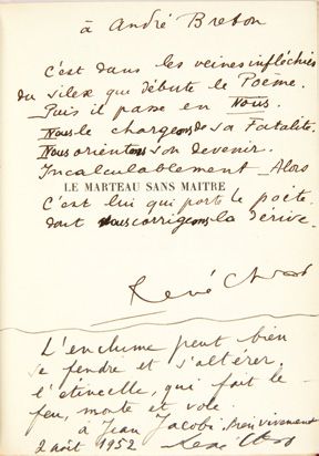 René CHAR. Le Marteau sans maître. Paris, Éditions surréalistes, chez José Corti,...