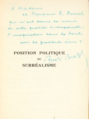 André BRETON. Position politique du Surréalisme. Paris, Éditions du Sagittaire, 1935.
In-12,...