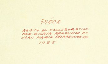 Gisèle et Mario PRASSINOS. Pièce de théâtre. Sans lieu, 1935.
Manuscrit autographe...