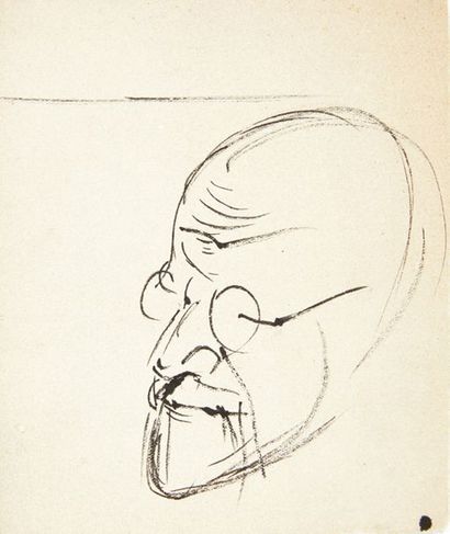 Salvador DALI. Portrait de Sigmund Freud. Sans lieu ni date [vers 1938].
Dessin original,...