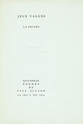 Paul Eluard. Jeux vagues. La poupée. Quatorze poèmes de Paul Éluard. Deux photos...