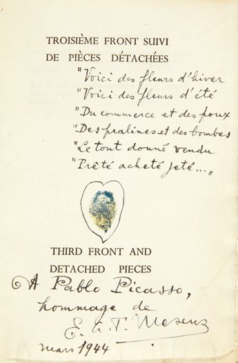 Édouard Léon Théodore MESENS. Troisième Front. Poèmes de guerre. Suivi de Pièces...