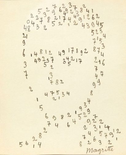 René MAGRITTE. Portrait formé de chiffres. Sans lieu ni date [1952].
Dessin original...