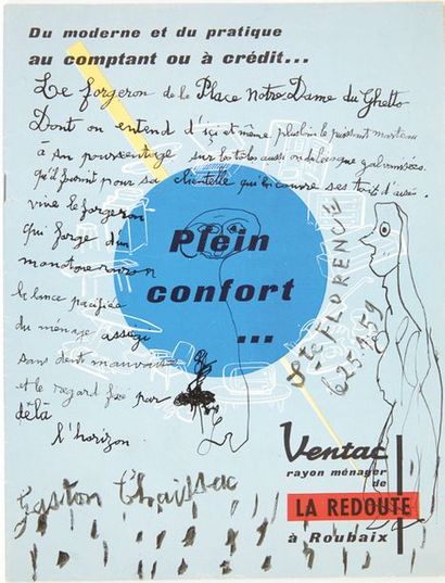 Gaston Chaissac. Catalogue détourné de La Redoute. Sainte-Florence, 25 janvier 1959.
In-4,...