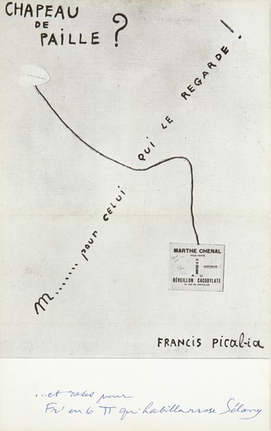 FRANCIS PICABIA. Chapeau de paille ? 1921. Paris & New York, Galerie Louis Carré,...