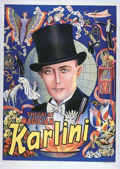  KARLINI. "Karlini The great Magician".Lithographie en couleurs entoilée. 91 x 62...