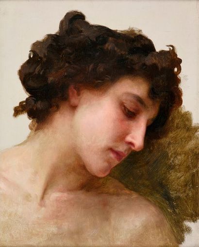 null William Adolphe Bouguereau (1825 - 1905)

" Jeune femme tête penchée sur l'épaule...