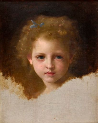 null William Adolphe Bouguereau (1825 - 1905)

" Portrait de fillette au ruban bleu...