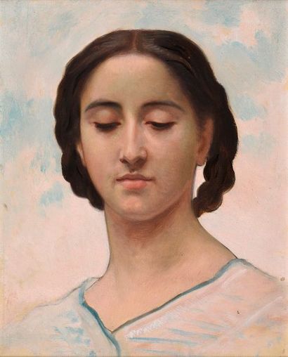null William Adolphe Bouguereau (1825 - 1905)

" Portrait de femme à la tresse, les...