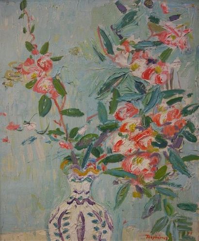 null Jacques Truphémus (1922-2017)
Fleurs de pommier du Japon, 1964
Huile sur toile
Signé,...