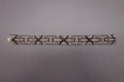 null Bracelet ruban articulé en platine (850/oo) et or gris 18K (750/oo) composé...