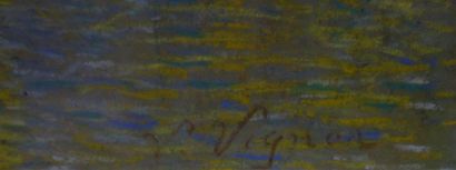 null Victor Vignon (1847-1909).
L'île sur le lac en automne.
Pastel sur papier.
Signé...