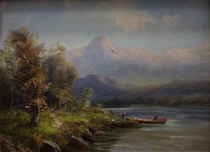 Emile Godchaux (1860-1938).
Paysage de lac...