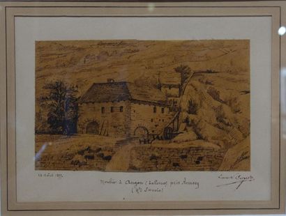 null Laurent Bacoret ( ?) (XIXème siècle).
Moulin à Angon, près Annecy, 1877.
Encre...