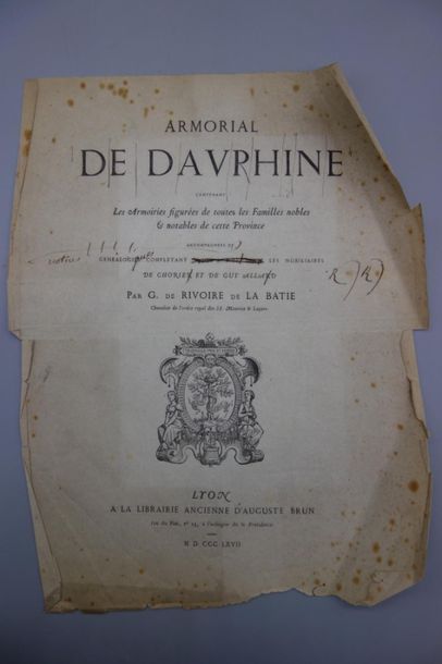 RIVOIRE DE LA BATIE. ARMORIAL DE DAUPHINÉ...