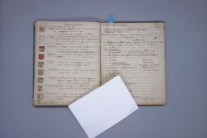 null ARDÈCHE. Cahier manuscrit de 130 pp. in-4, ½ toile (usures), portant une pièce...