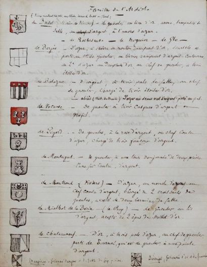 null ARDÈCHE. Cahier manuscrit de 130 pp. in-4, ½ toile (usures), portant une pièce...