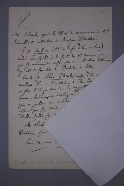 null MICHEL CHASLES (1793-1880), mathématicien et collectionneur d'autographes, victime...