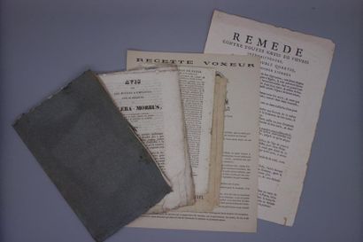 null MÉDECINE. 7 imprimés XIXe.
- [Choléra]. 3 brochures imprimées en 1832 à l'occasion...