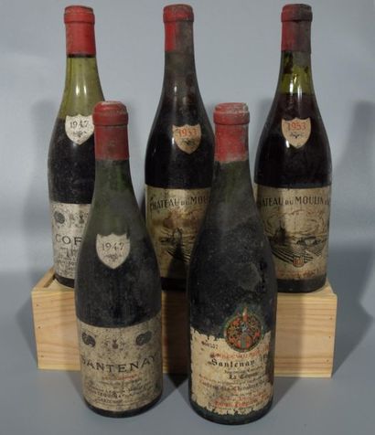 null 1 B CORTON (Grand Cru) 6,5 cm; e.t.h; clm.s; c.s. Lequin-Roussot 1947 
1 B SANTENAY...