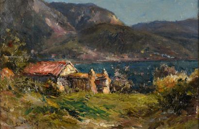 null Émile Noirot (1853-1924).
Cabanes de pêcheurs au Lavandou, 1907.
Huile sur toile.
Signé...