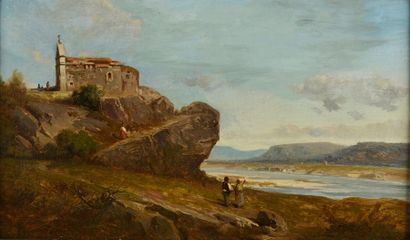 null Claude Antoine Ponthus-Cinier (1812-1885).
Chapelle sur la Durance.
Huile sur...